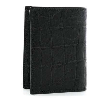 Saint Laurent Crocodile Embossed Calfskin Cassandre Credit Card Wallet Black 2 of 7