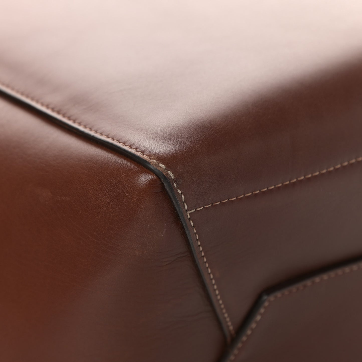 Natural Calfskin Sangle Bucket Bag Dark Brown