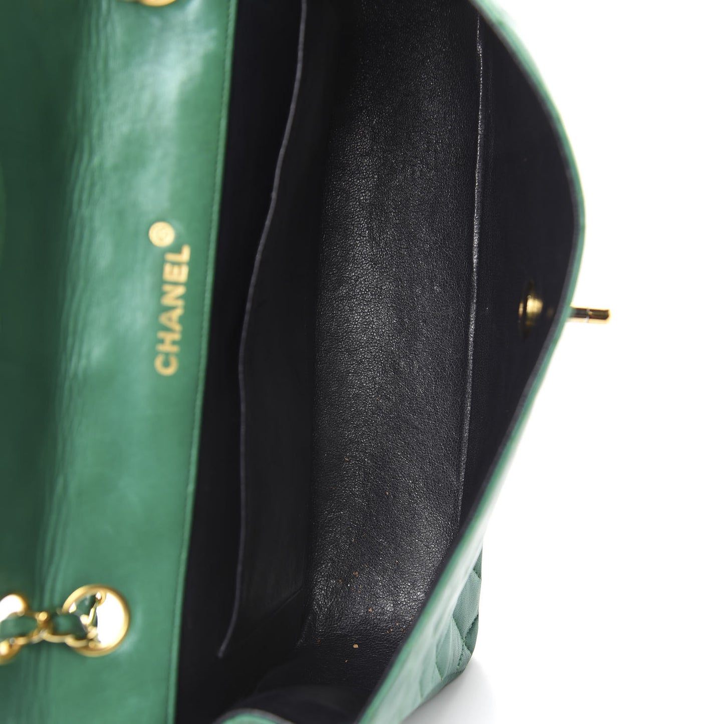 Lambskin Quilted Medium Single Flap Green