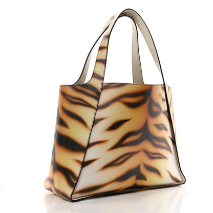 Stella McCartney Eco Alter Tiger Print Perforated Logo Tote Bag Brown Ivory 4 of 15