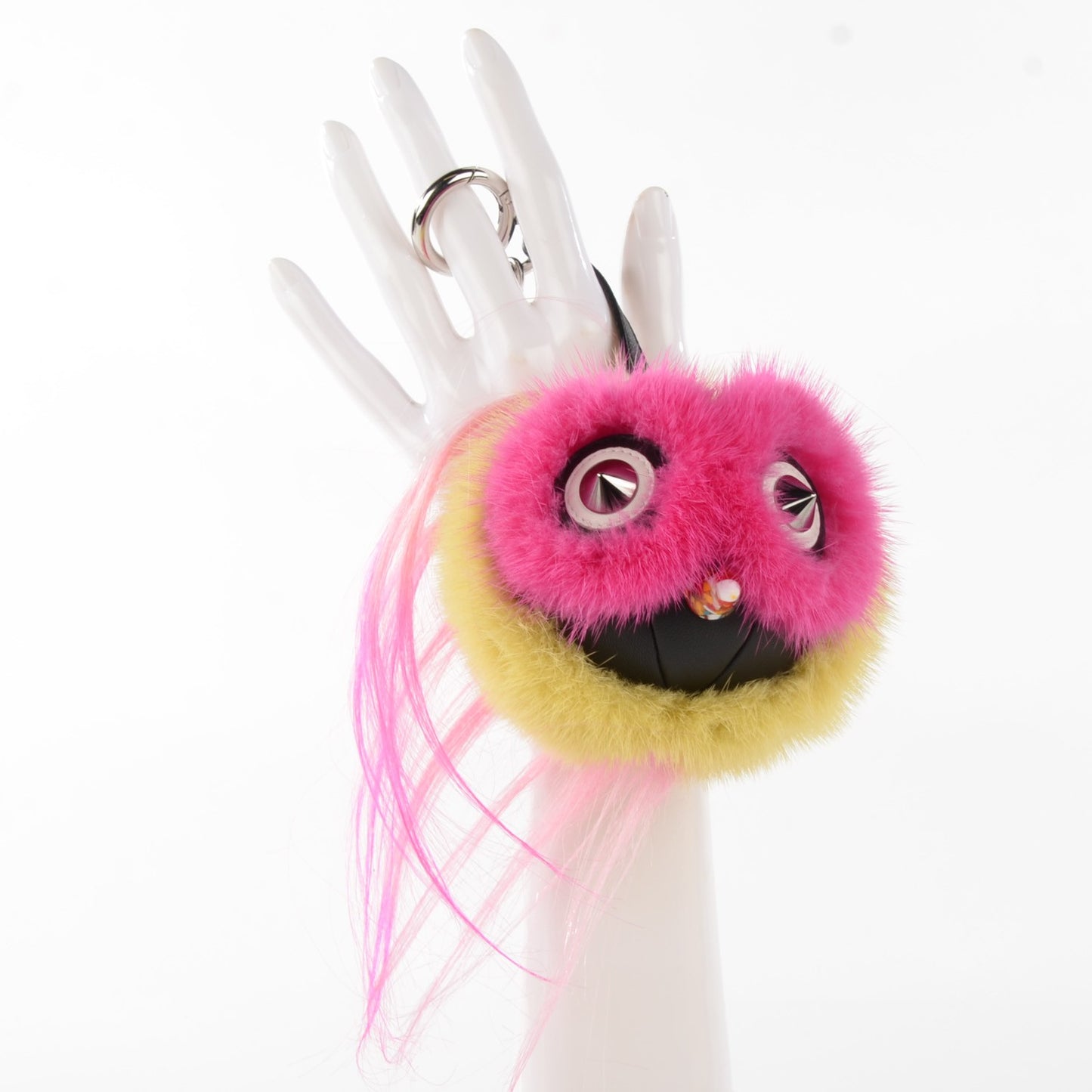 Mink Goat Fur Nappa QuTweet Coolibri Bag Bug Charm Verde Acido Fuxia Multicolor Black