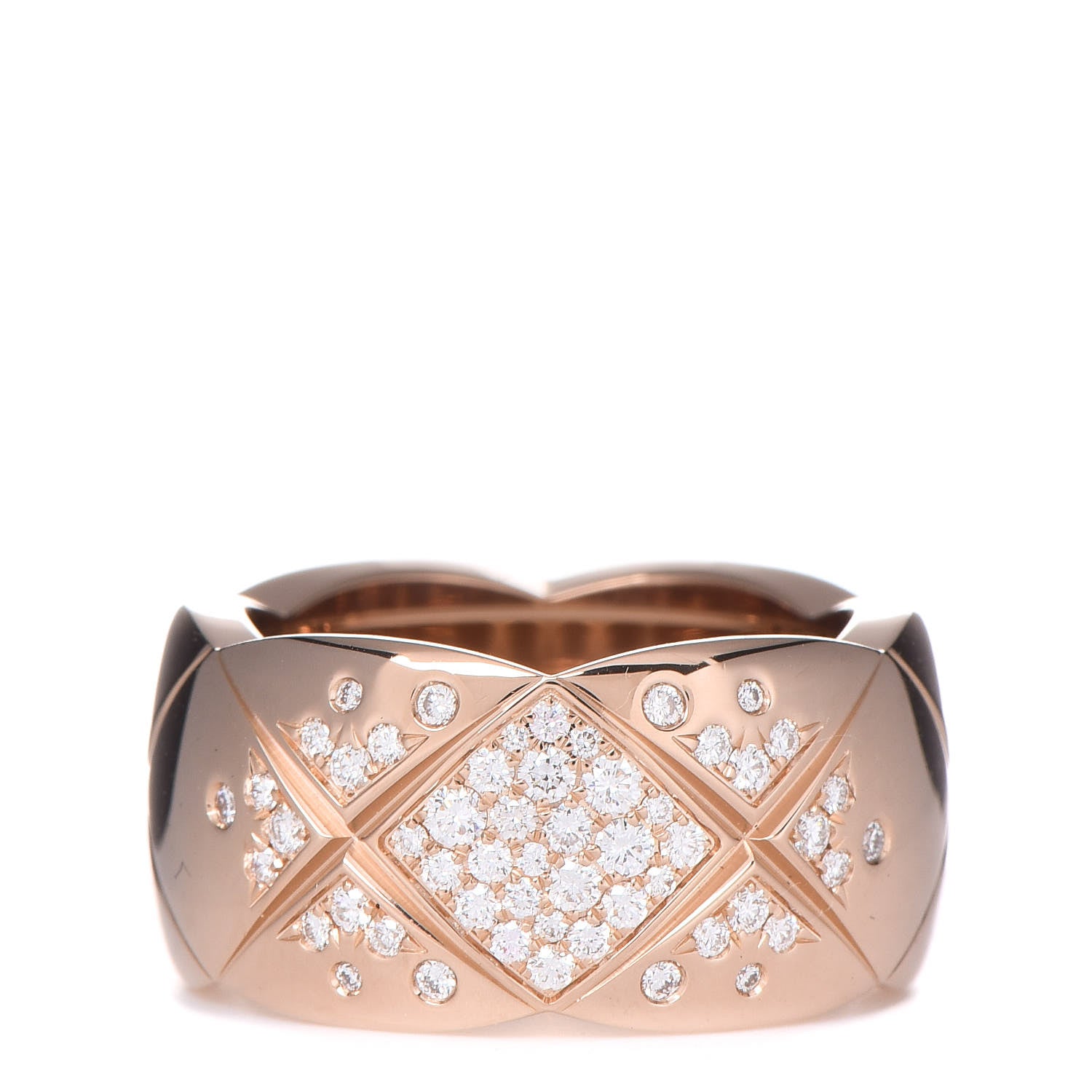 Chanel 18K Beige Gold Diamond Large Coco Crush Ring 54 6.75 1 of 8