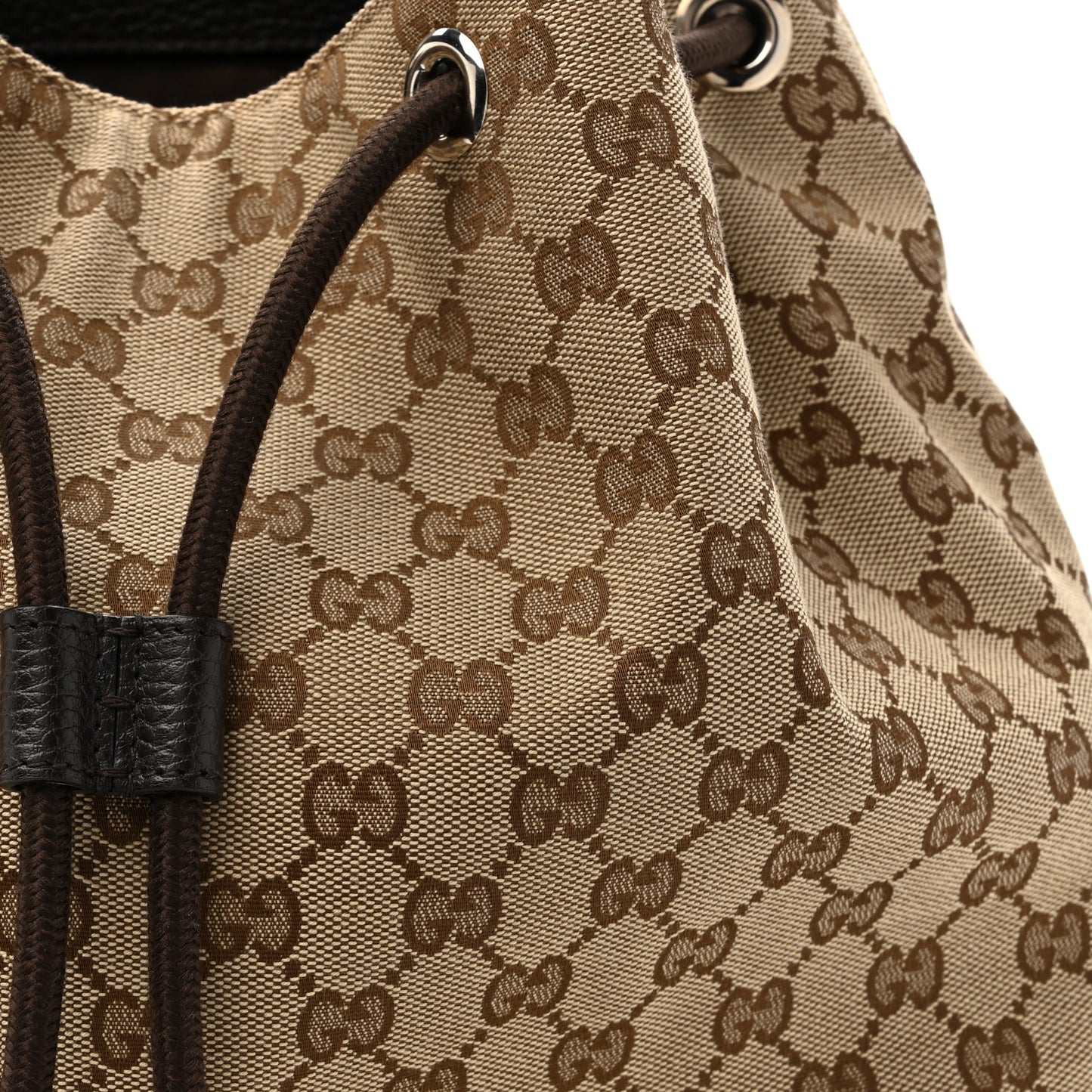 Monogram Dollar Calfskin O Drawstring Backpack Beige Ebony Testa di Moro Dark Chocolate