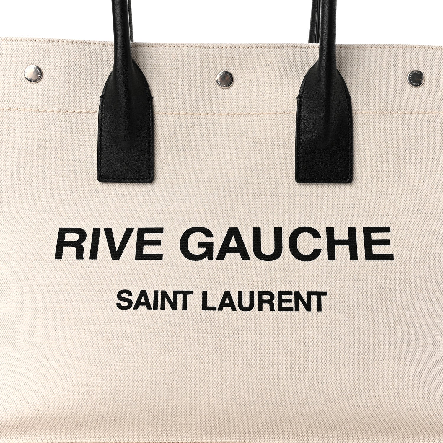 Saint Laurent Linen Calfskin Small Rive Gauche Tote Greggio Natural 7 of 10