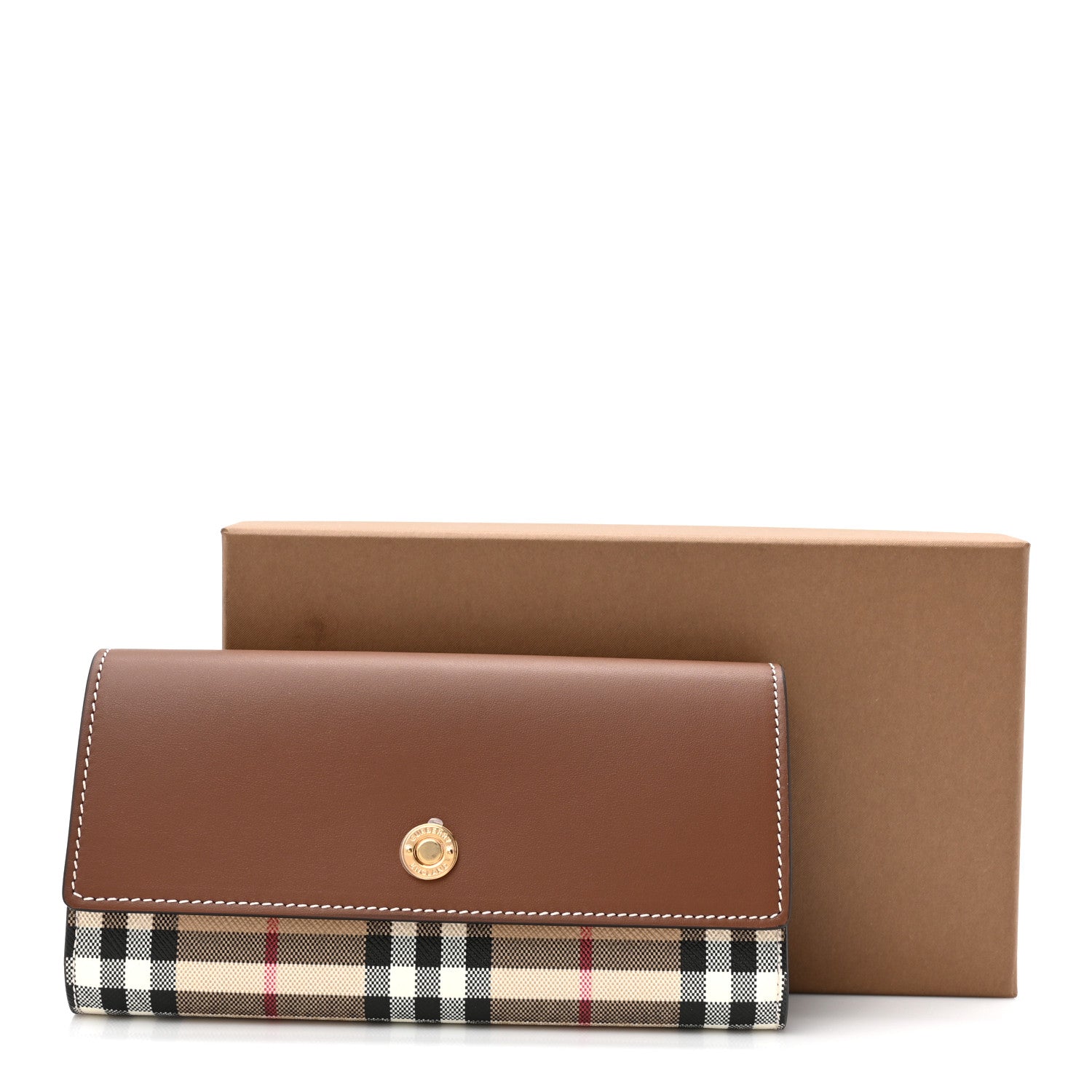 Burberry Vintage Check Grain Calfskin Halton Wallet Tan 11 of 11