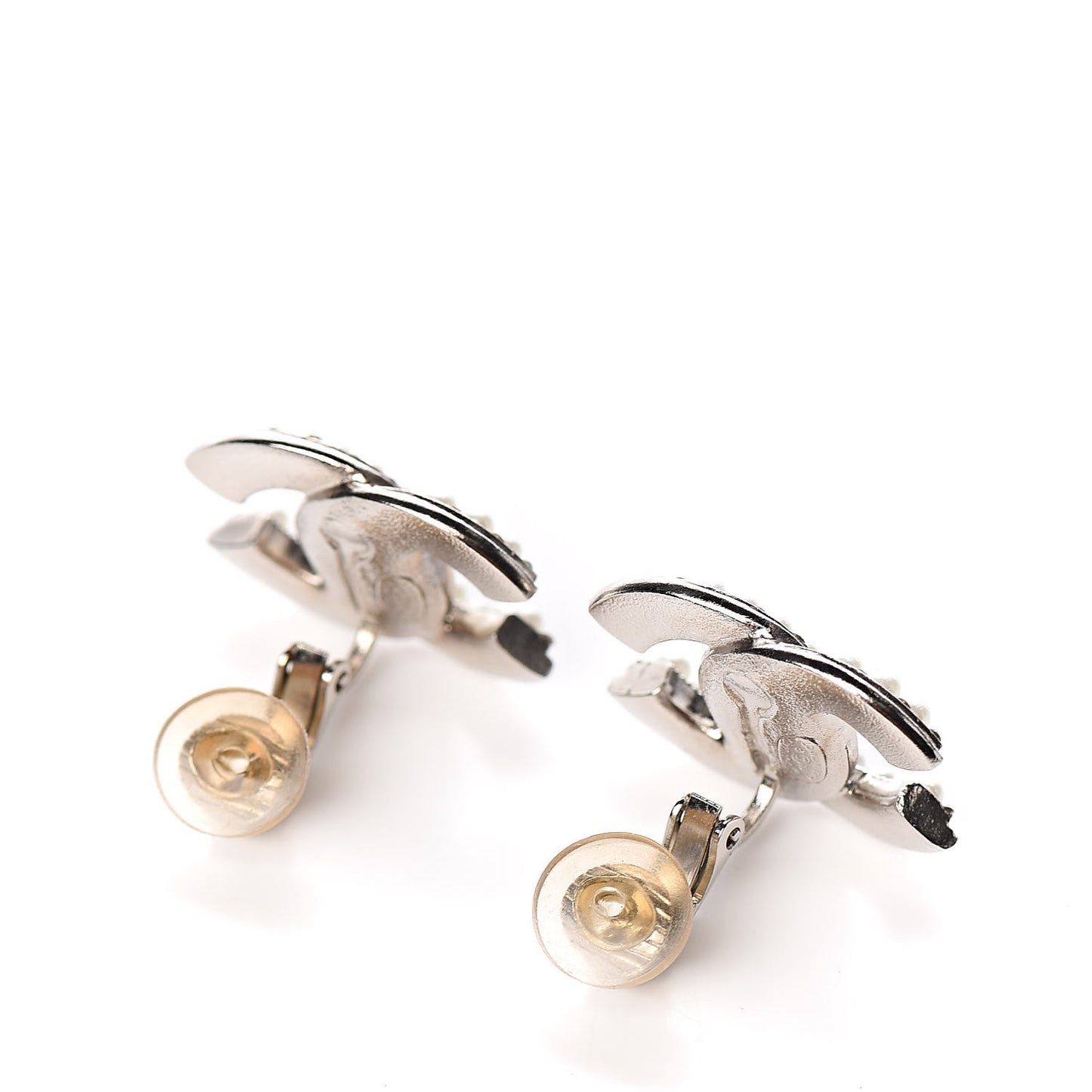 Crystal Pearl CC Clip On Earrings Light Gold