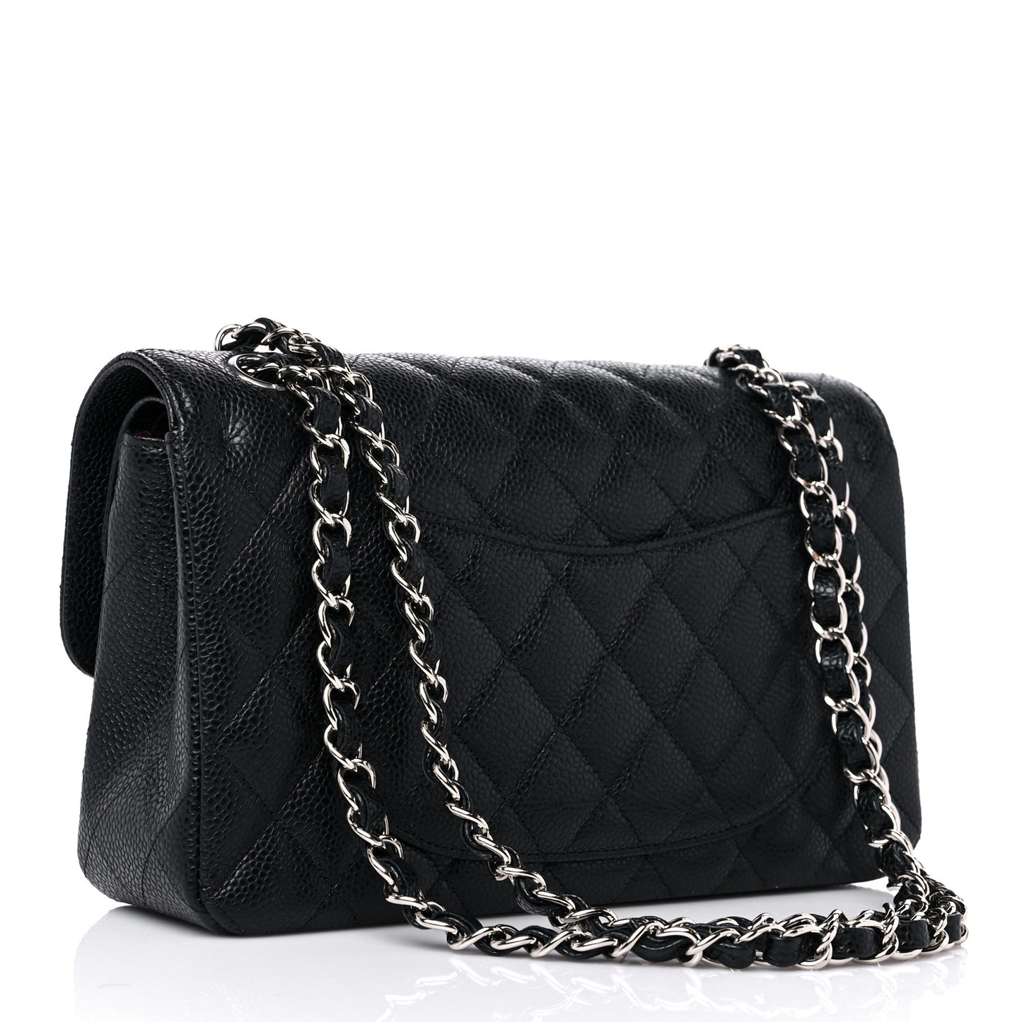 Caviar Quilted Small Double Flap Black