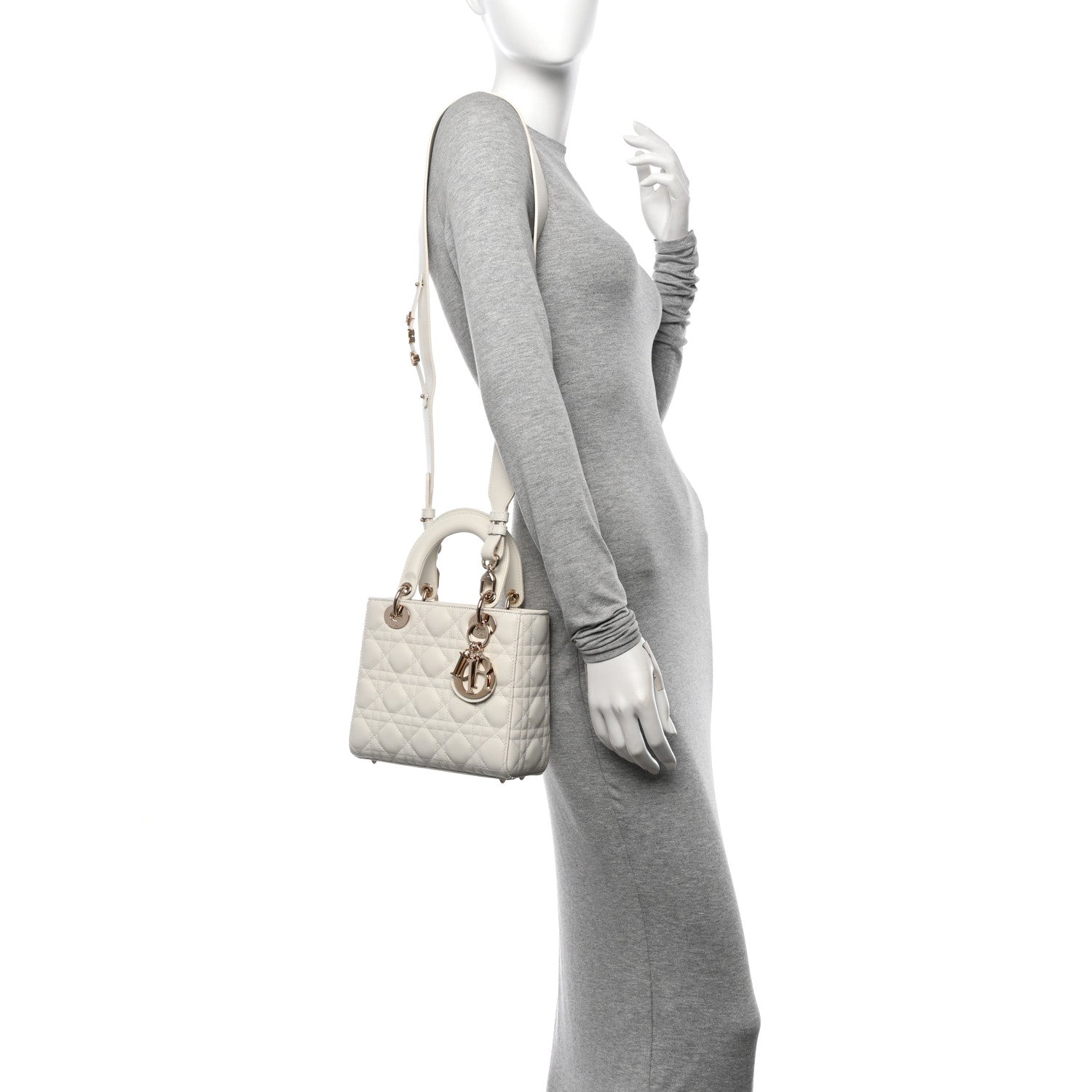 Christian Dior Lambskin Cannage Small My ABCDior Lady Dior White 2 of 10