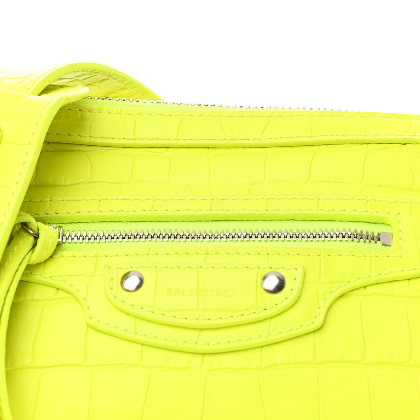 Extra Supple Calfskin Crocodile Embossed Neo Classic Hardware Hobo XS Flou Yellow