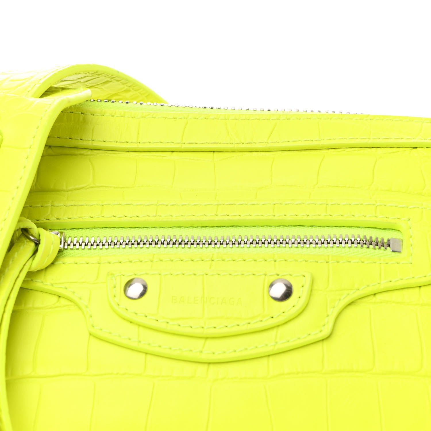 Balenciaga Extra Supple Calfskin Crocodile Embossed Neo Classic Hardware Hobo XS Flou Yellow 7 of 9