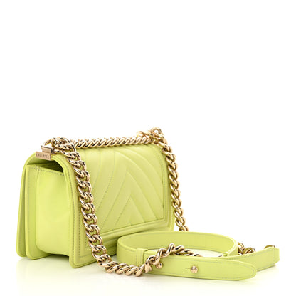 Chanel Calfskin Chevron Quilted Small Boy Flap Light Green 3 of 13