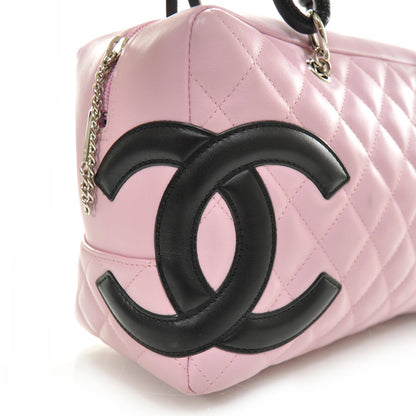 Chanel Calfskin Quilted Large Cambon Bowler Pink Black 6 of 10