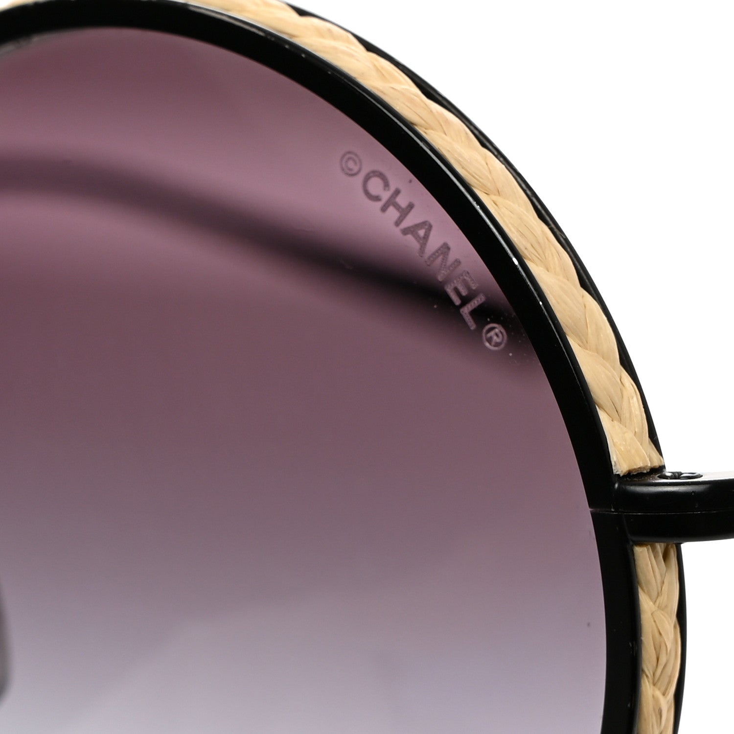 Chanel Metal Raffia Braided Round Sunglasses 4250 Black 7 of 12