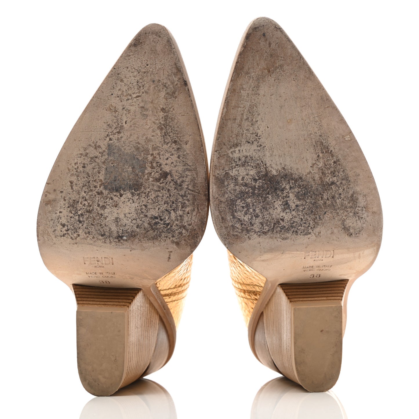 Metallic Calfskin Crocodile Embossed Cutwalk Ankle Boots 38 Gold