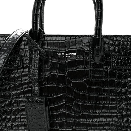 Saint Laurent Calfskin Crocodile Embossed Nano Sac De Jour Black 8 of 14