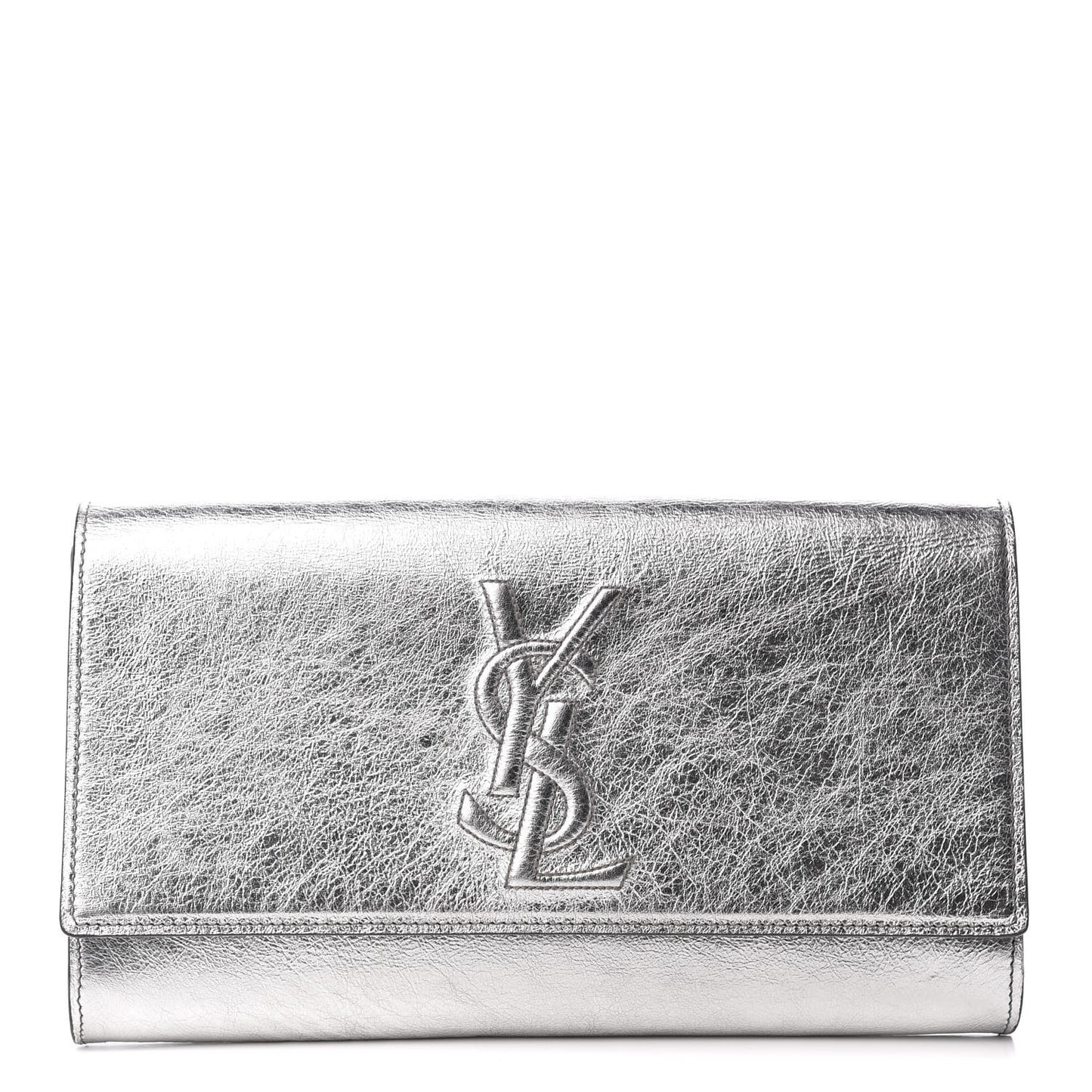 Metallic Calfskin Monogram Large Belle De Jour Clutch Silver