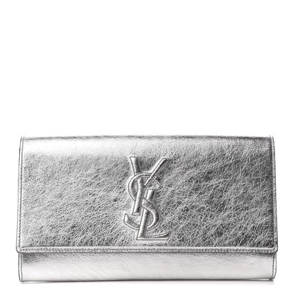 Saint Laurent Metallic Calfskin Monogram Large Belle De Jour Clutch Silver 1 of 7