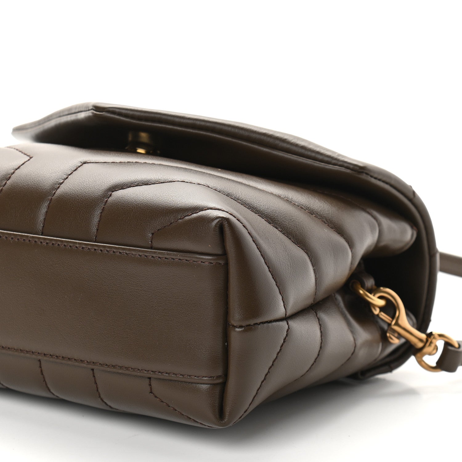 Saint Laurent Calfskin Y Quilted Monogram Toy Loulou Crossbody Bag Earth 7 of 7