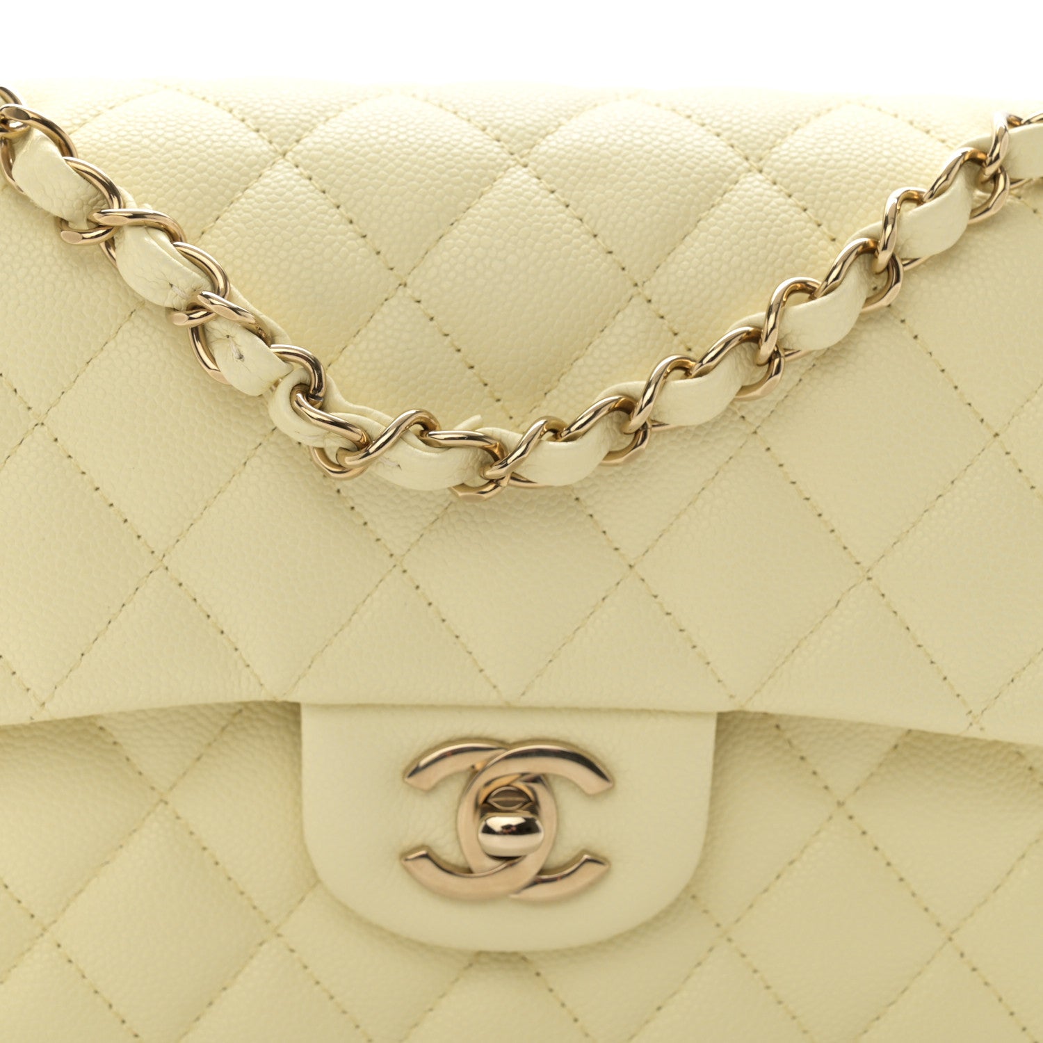 Chanel Caviar Quilted Small Double Flap Light Yellow 8 of 10