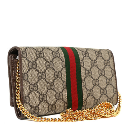 Gucci GG Supreme Monogram Web Ophidia Wallet On Chain Brown 4 of 11