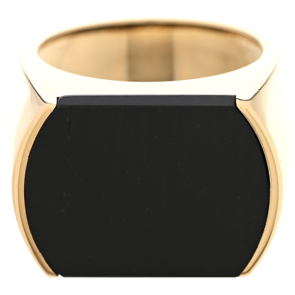 18K Yellow Gold Black Jade Signet Ring 58 8.25
