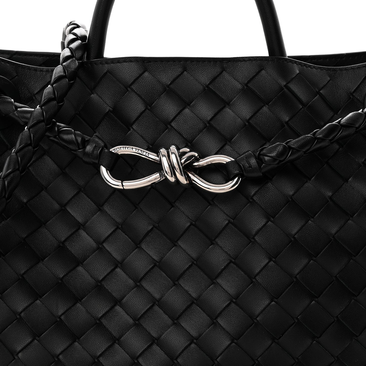 Nappa Intrecciato Medium Andiamo Shoulder Bag Black