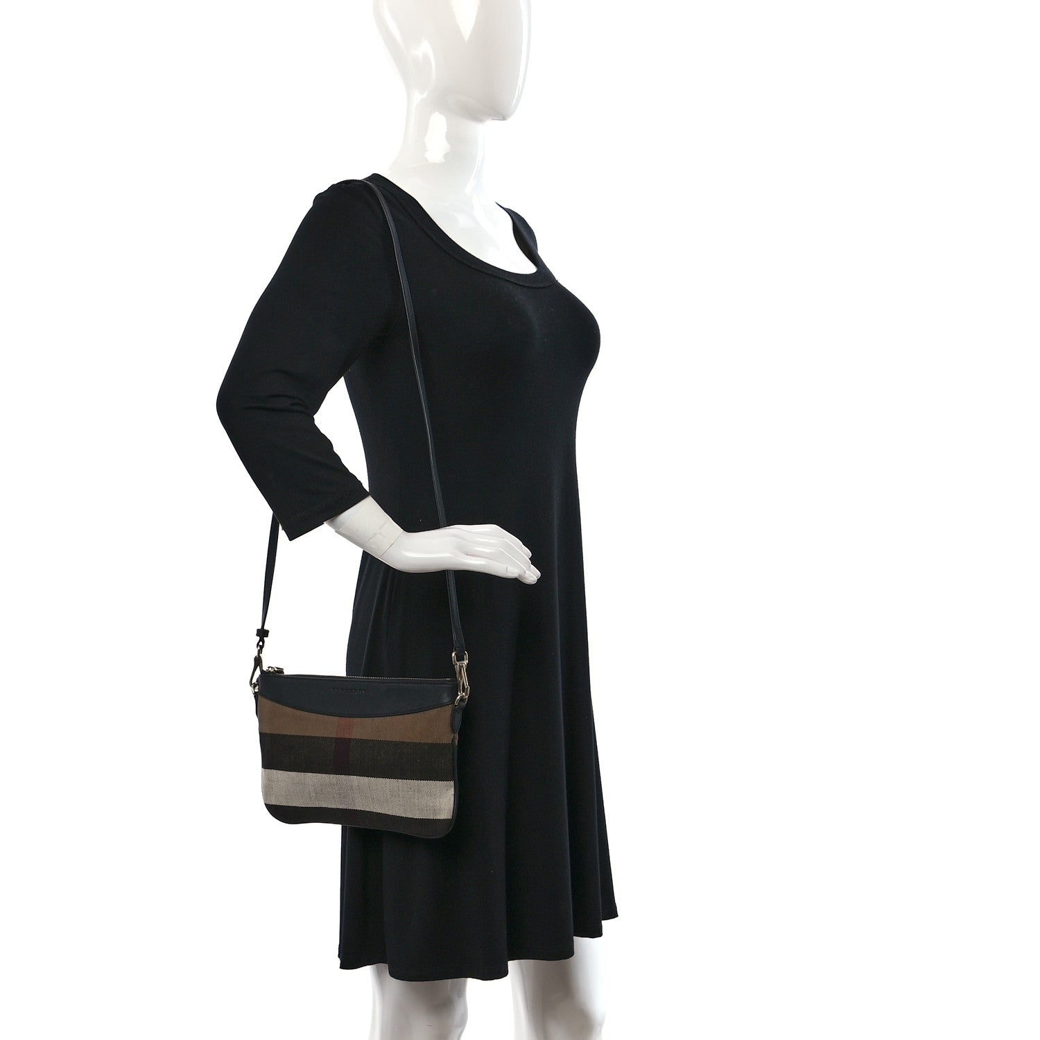 Burberry Mega Check Peyton Crossbody Clutch Bag Black 2 of 8