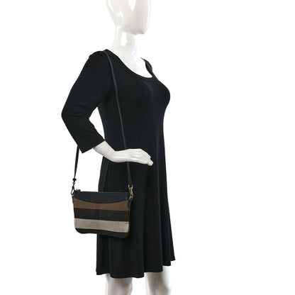 Burberry Mega Check Peyton Crossbody Clutch Bag Black 2 of 8