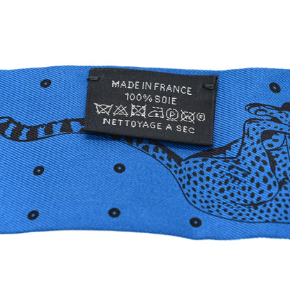 Hermes Silk Guepards Bandana Twilly Bleu Ciel Jaune Vif 3 of 3
