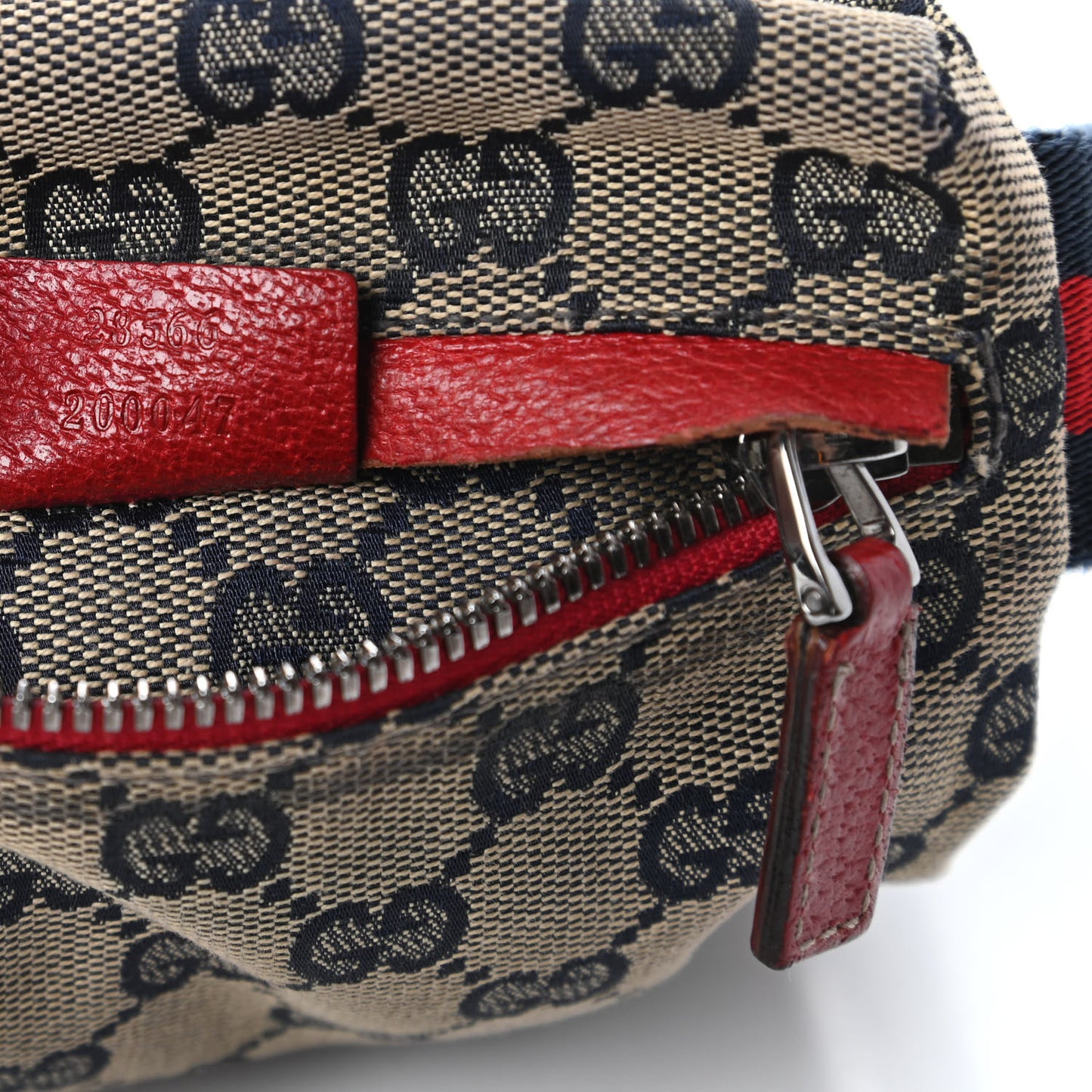 GG Monogram Web Double Pocket Belt Bag Navy Red