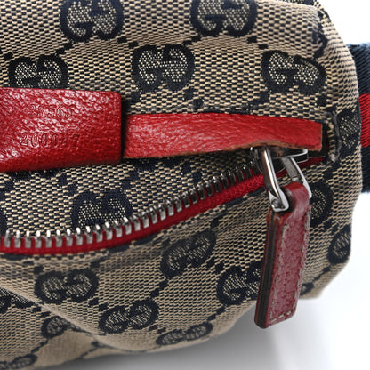 Gucci GG Monogram Web Double Pocket Belt Bag Navy Red 8 of 10
