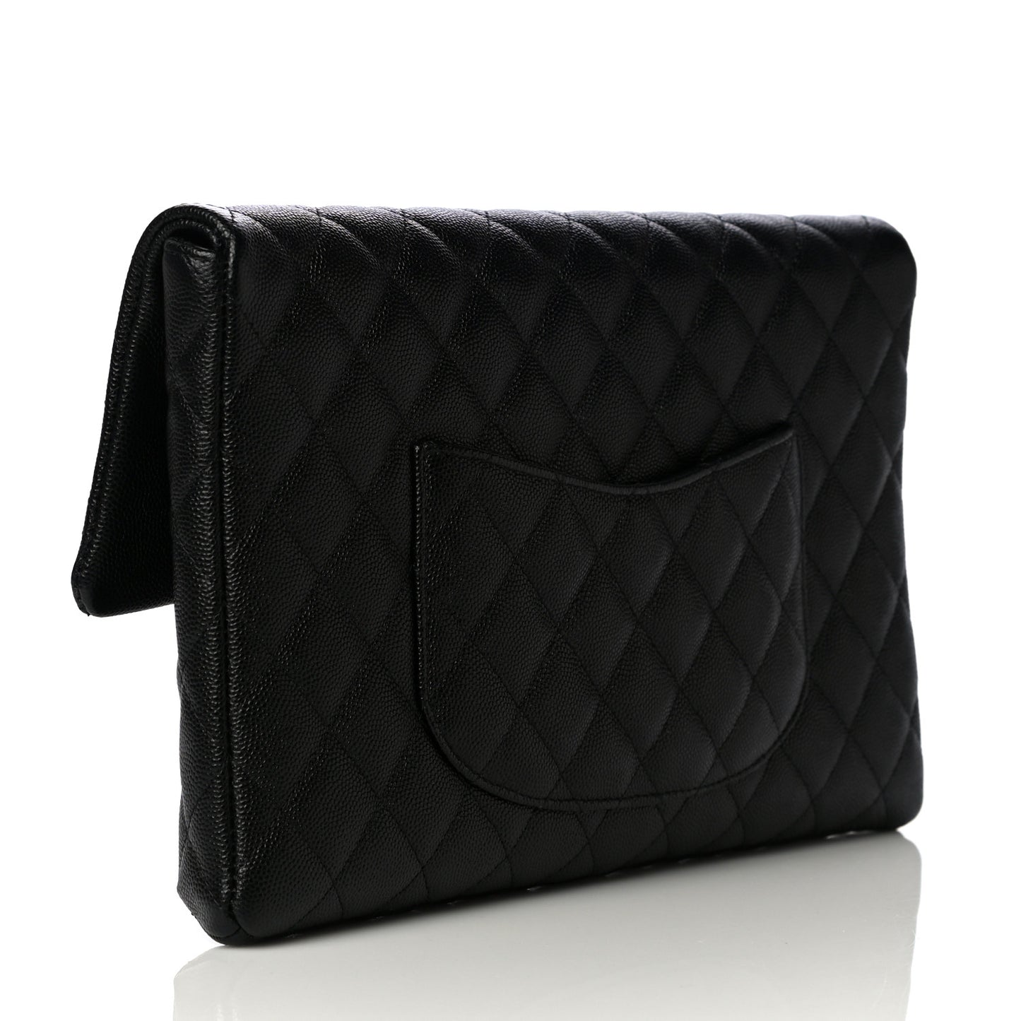 Caviar Quilted Flap Clutch Black