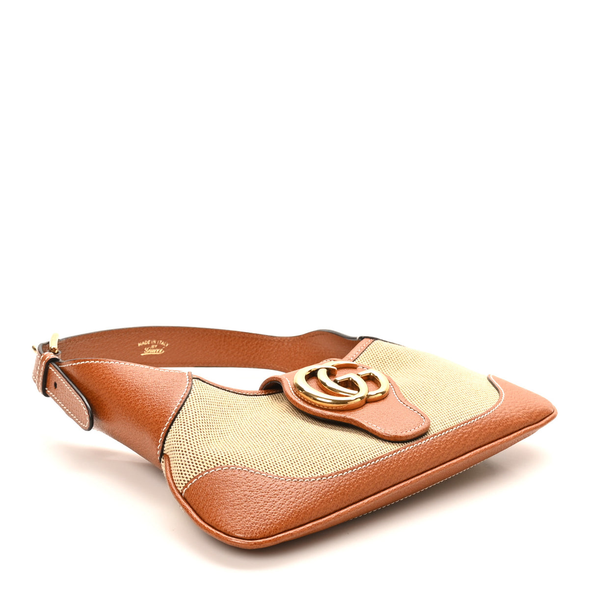 Canvas Textured Dollar Calfskin Small Aphrodite Shoulder Bag Beige Tan