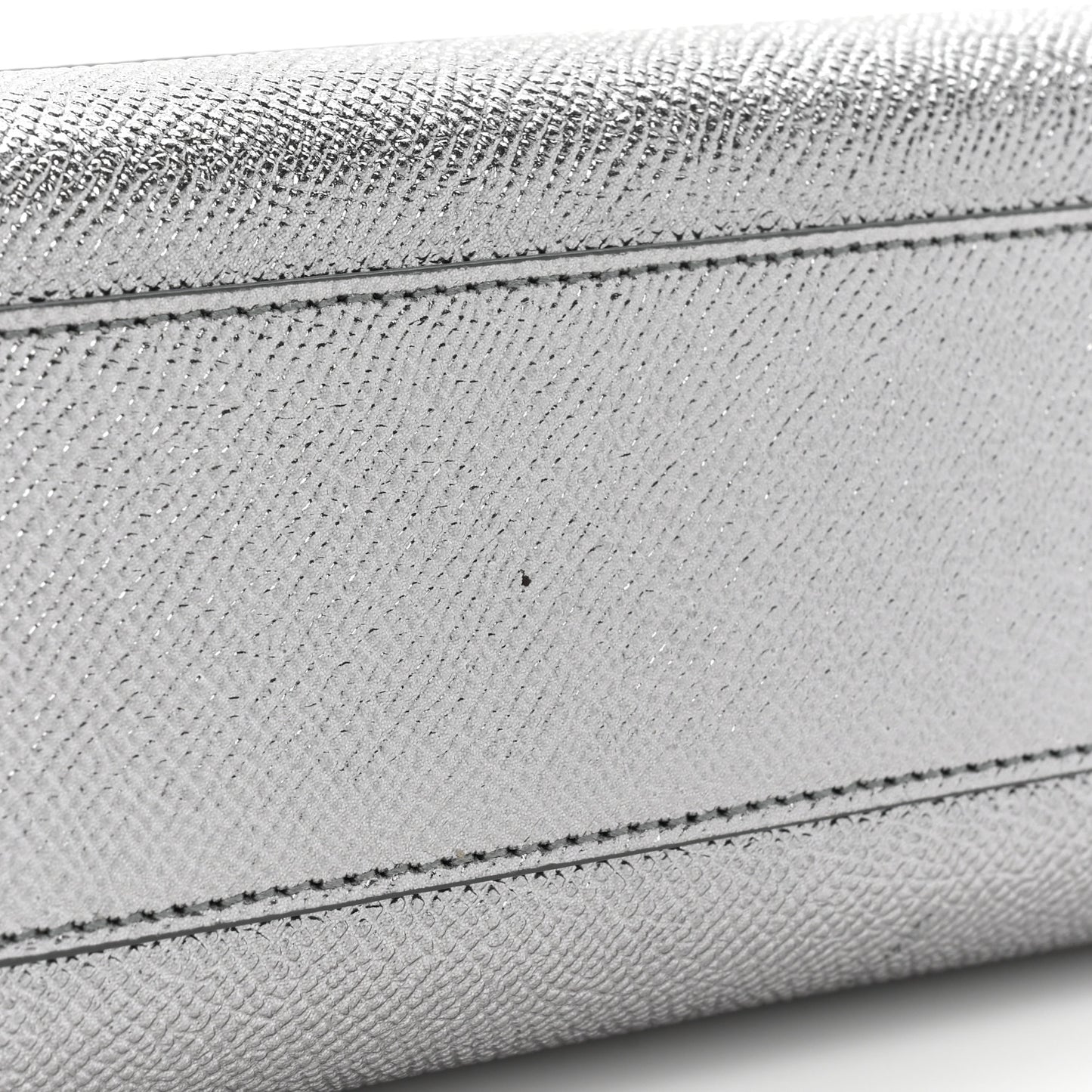Metallic Dauphine Mini Miss Sicily Satchel Argento