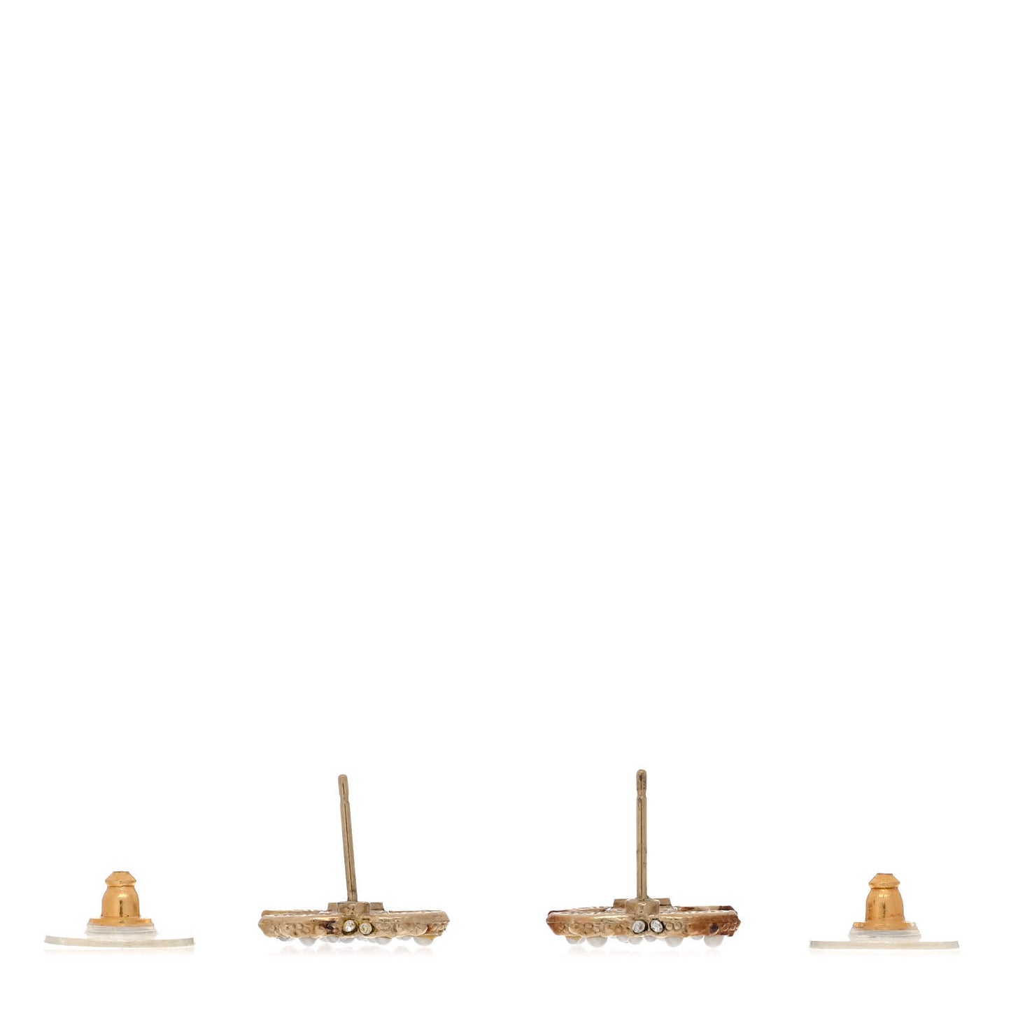 Metal Graduated Pearl Crystal CC Earrings Light Gold