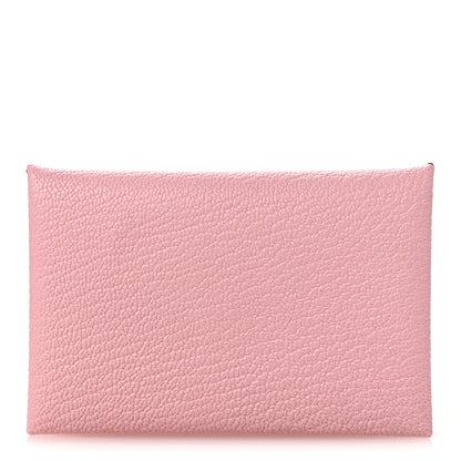 Hermes Chevre Mysore Verso Calvi Card Case Rose Sakura 1 of 8