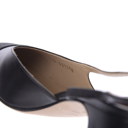 Chanel Goatskin Grosgrain Cap Toe CC Slingback Sandals 39.5 Black 7 of 9