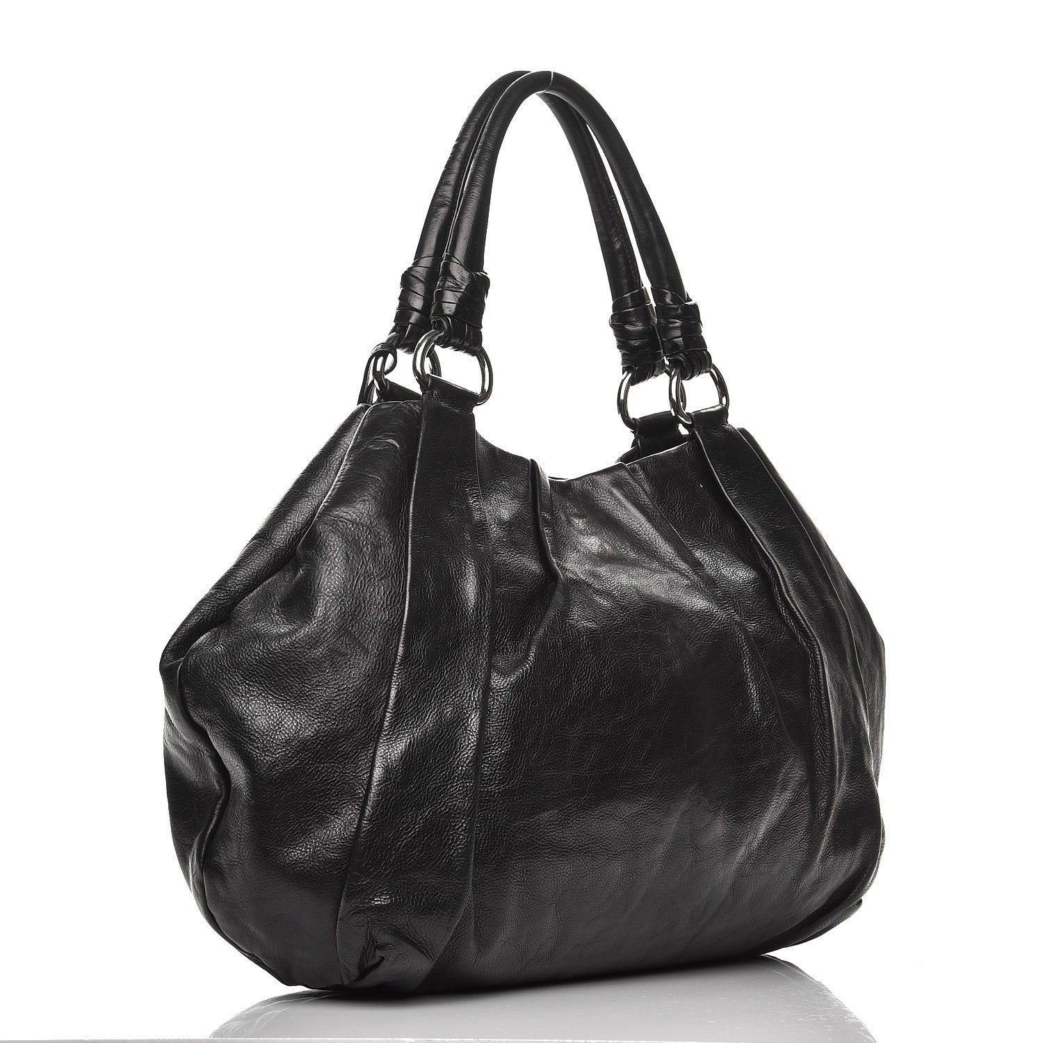 Prada Soft Calf Pleated Shoulder Bag Nero Black 3 of 12