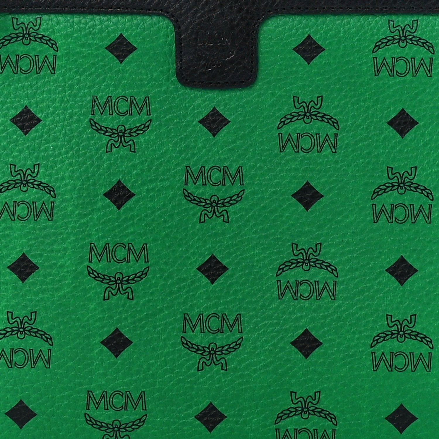 MCM Visetos Liz Shopper Tote Pouch Green 7 of 10