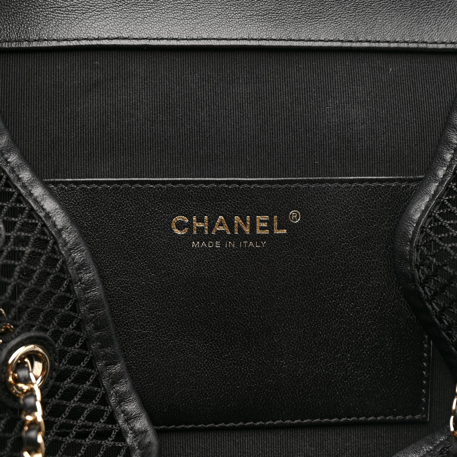 Chanel Shiny Lambskin Mesh Quilted Large Cargo Duma Drawstring Backpack Black 6 of 12