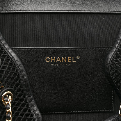 Chanel Shiny Lambskin Mesh Quilted Large Cargo Duma Drawstring Backpack Black 6 of 12