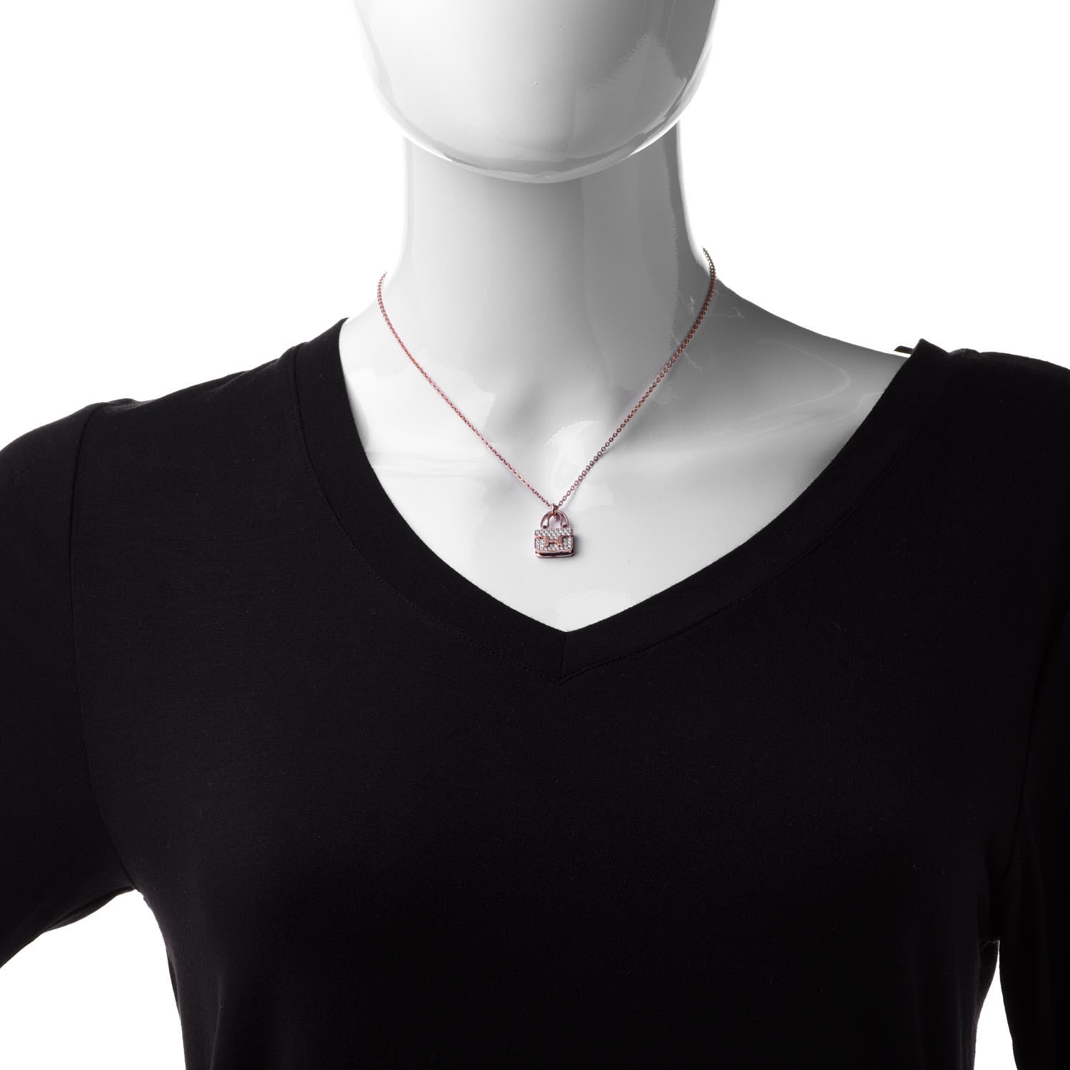 Hermes 18K Rose Gold Diamond Constance Amulettes Pendant Necklace 2 of 7