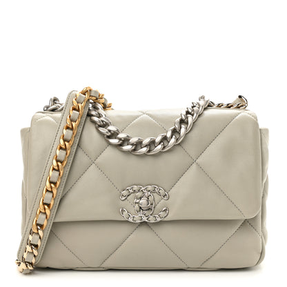 Chanel Lambskin Quilted Medium Chanel 19 Flap Light Grey 1 of 10