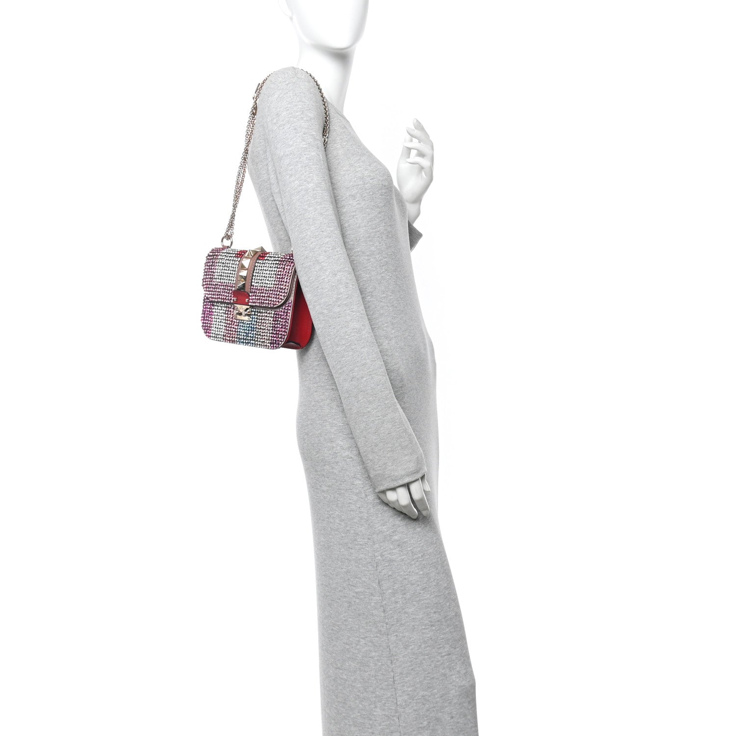 Valentino Garavani Vitello Crystal Embellished Small Glam Lock Rockstud Flap Multicolor 2 of 11