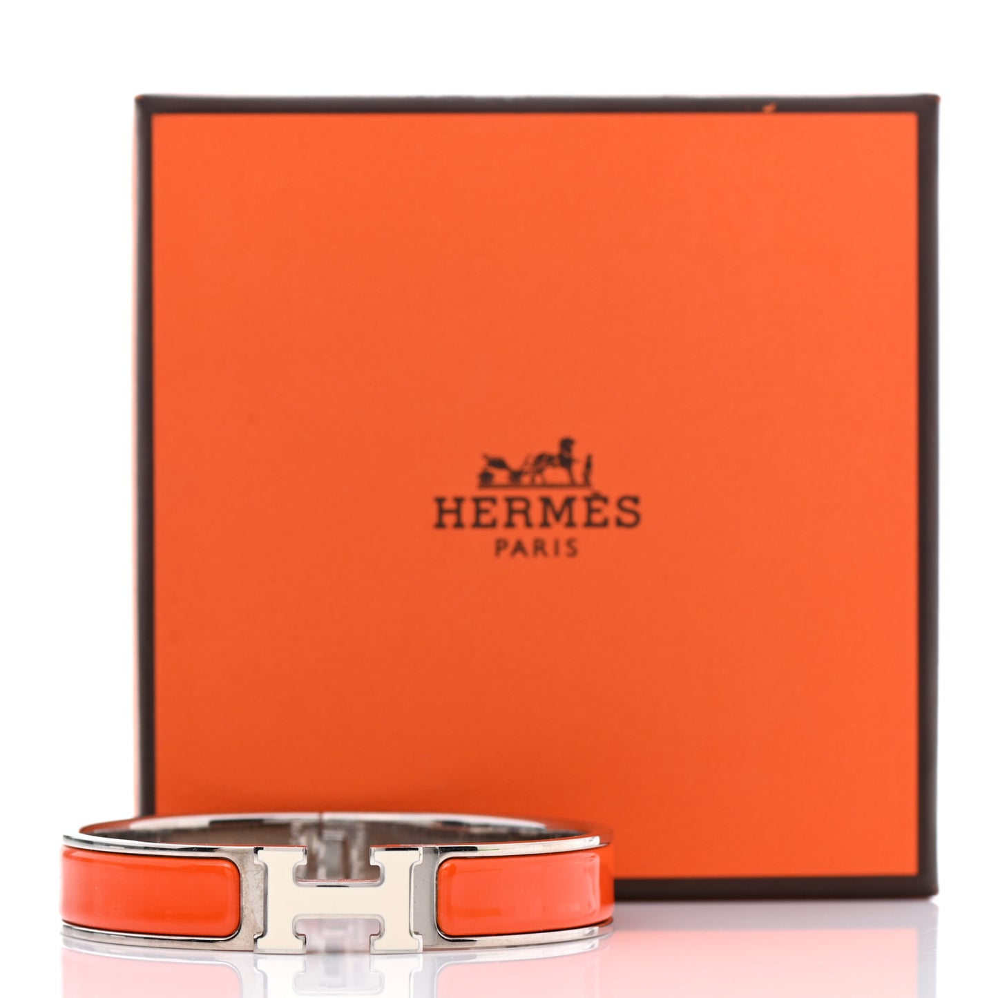 Enamel Narrow Clic Clac H Bracelet GM Orange White