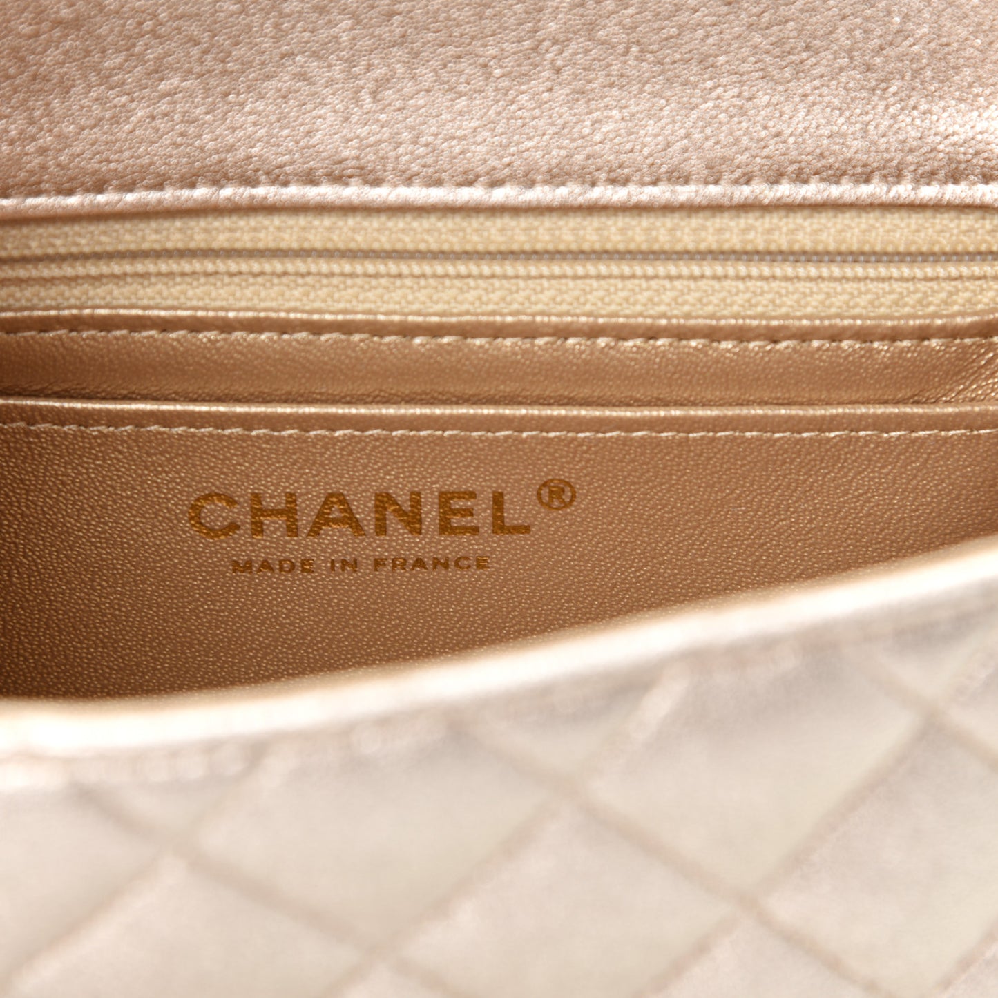 Metallic Lambskin Quilted Mini Square Flap Gold
