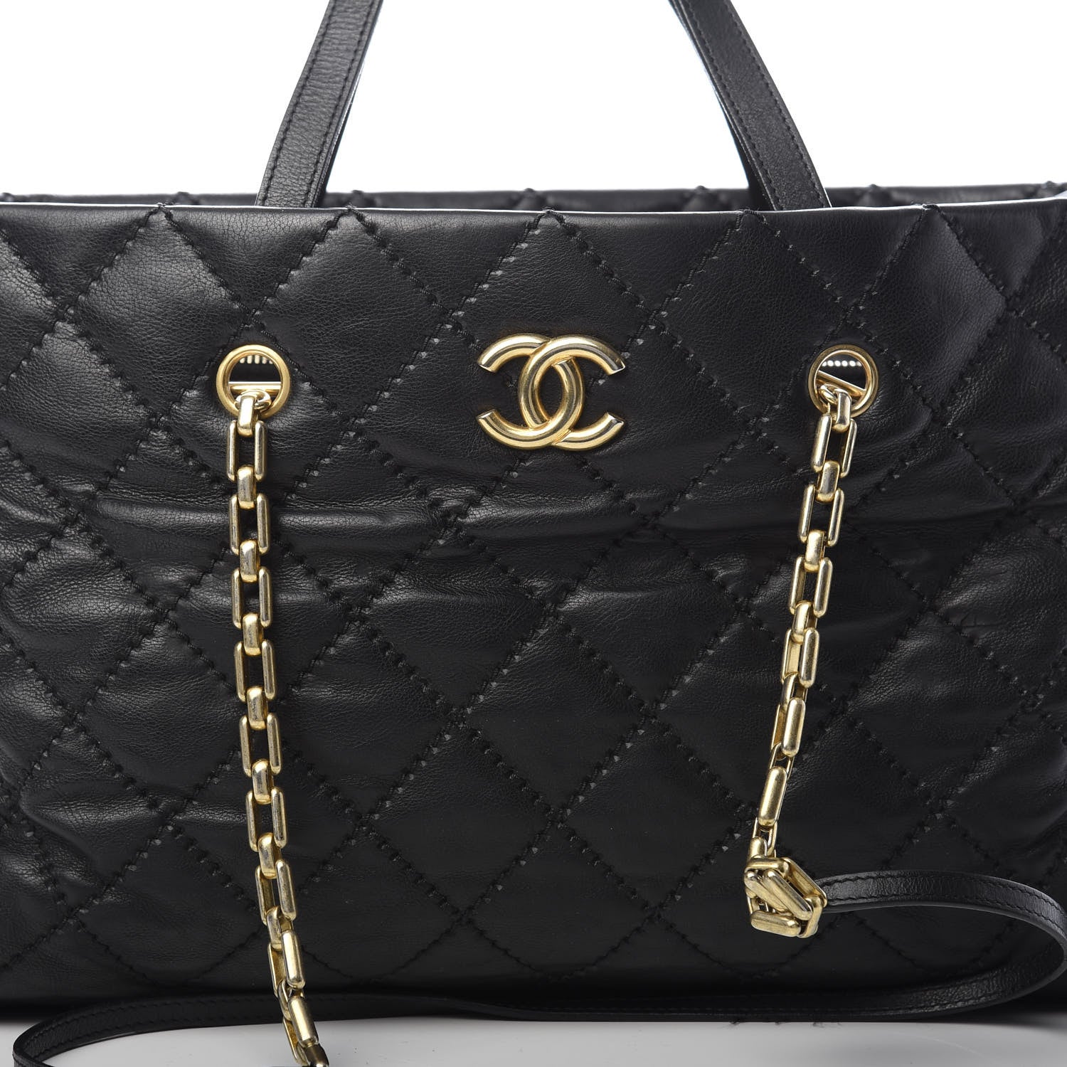 Chanel Calfskin Quilted Retro Chain Tote Black 8 of 16