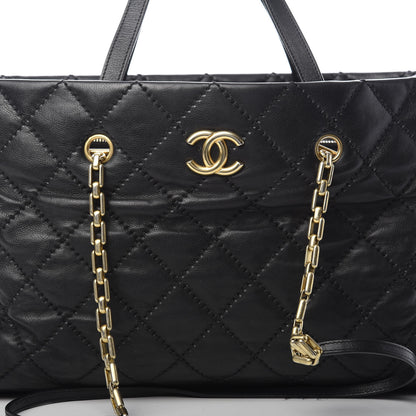 Chanel Calfskin Quilted Retro Chain Tote Black 8 of 16