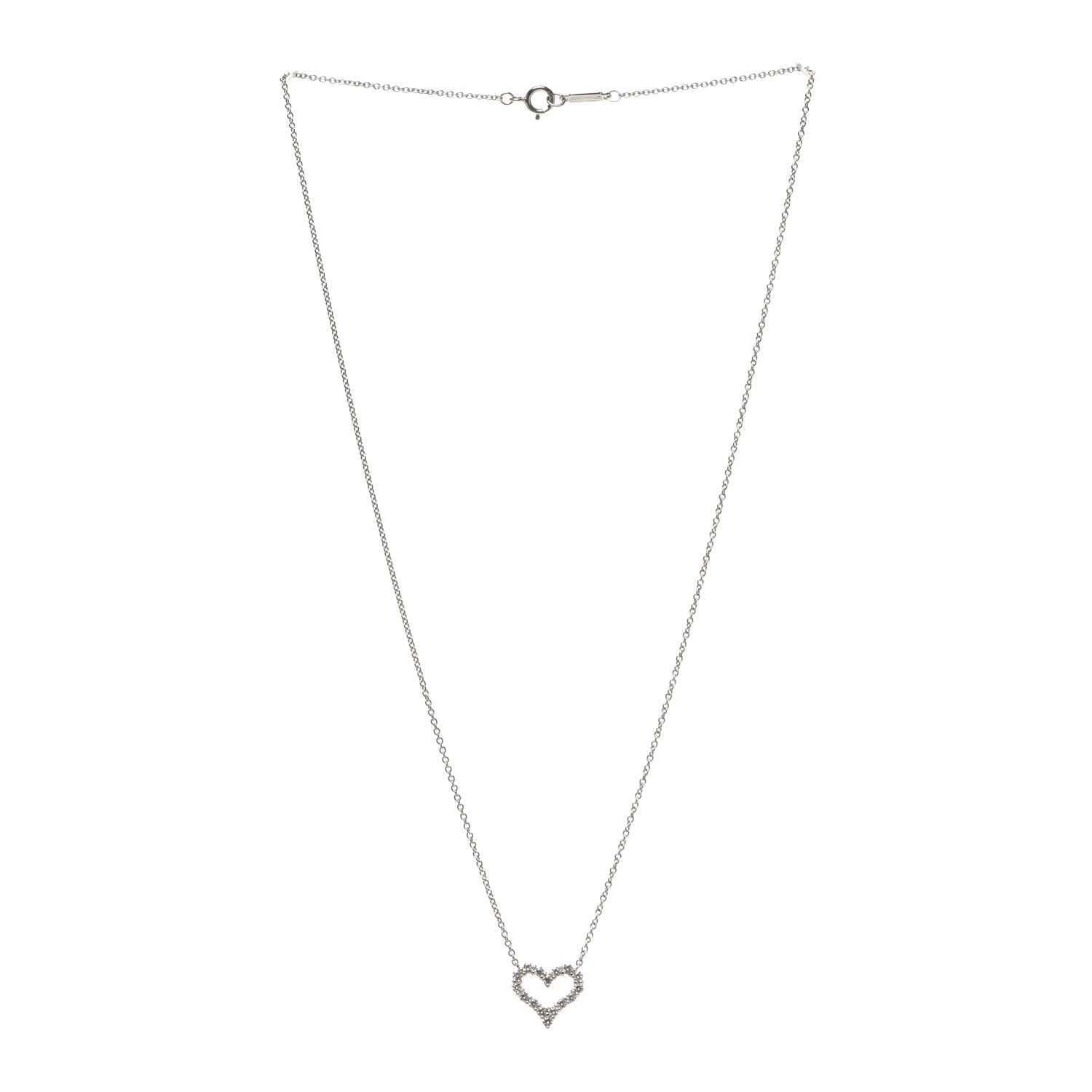Tiffany Platinum Diamond Mini Heart Pendant Necklace 3 of 5