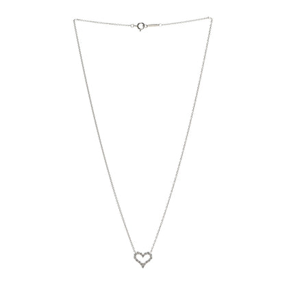 Tiffany Platinum Diamond Mini Heart Pendant Necklace 3 of 5
